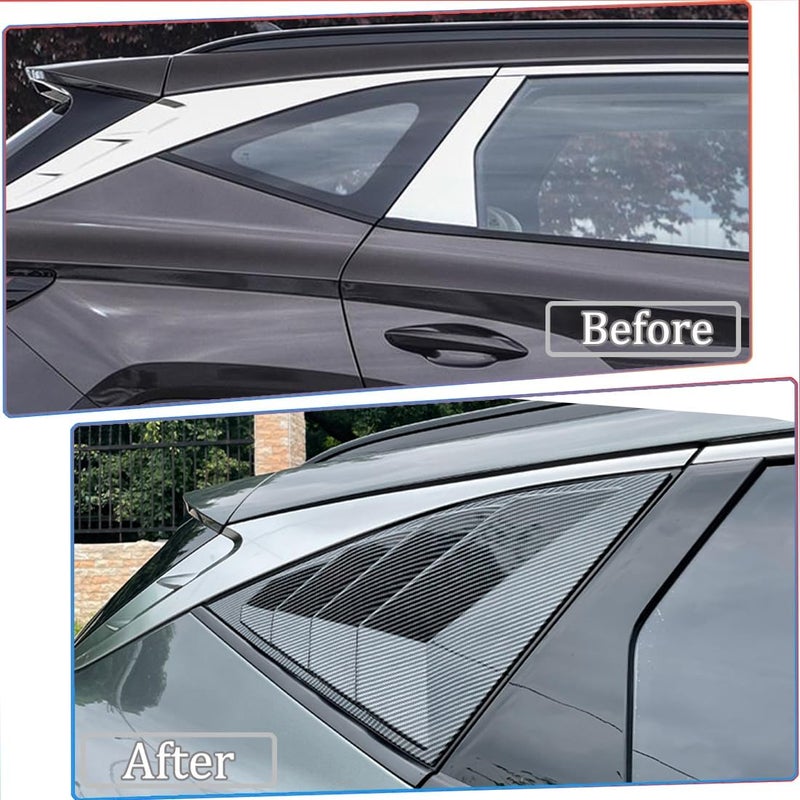 MUXEE 2Pcs Rear Side Window Louvers Air Vent Scoop Shades Cover Blinds Trim for Hyundai Tucson 2022 2023 2024 2025 - ABS Carbon Fiber Sport Interior Accessories（NOT FIT Tucson nline） - Image 3